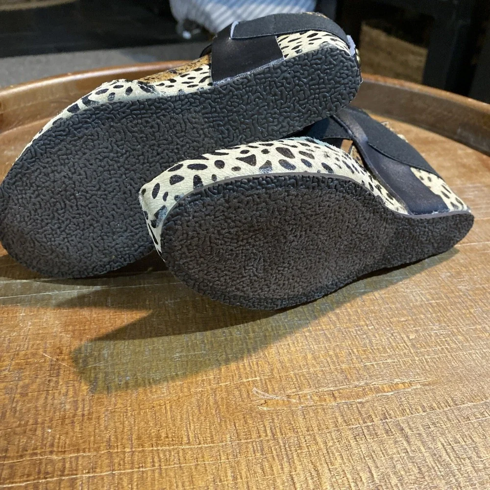 Corkys Timeout Leopard Print Calf Hair Wedges 6.5 Women Comfortable Shoes Heels